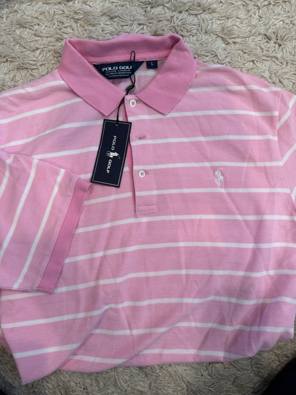 Polo Golf by Ralph Lauren Pink Striped Polo Shirt